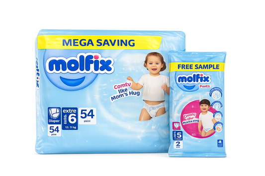 Molfix Baby Diaper Mega Saving Extra Large Size 6 (15kg+) – 54 Pcs