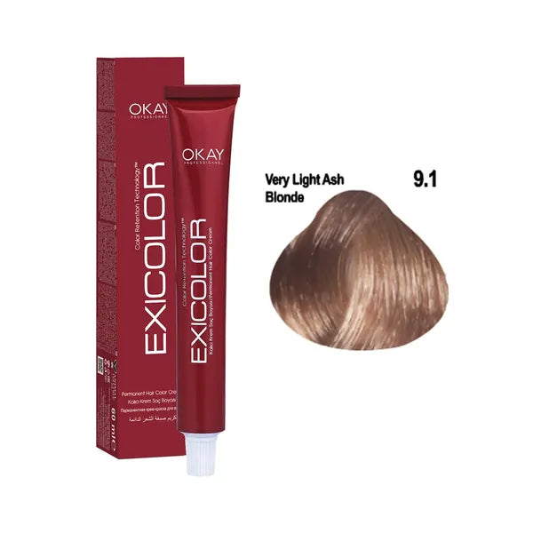 Exicolor Hair Color Cream 9.1 - Very Light Ash Blonde 60ml