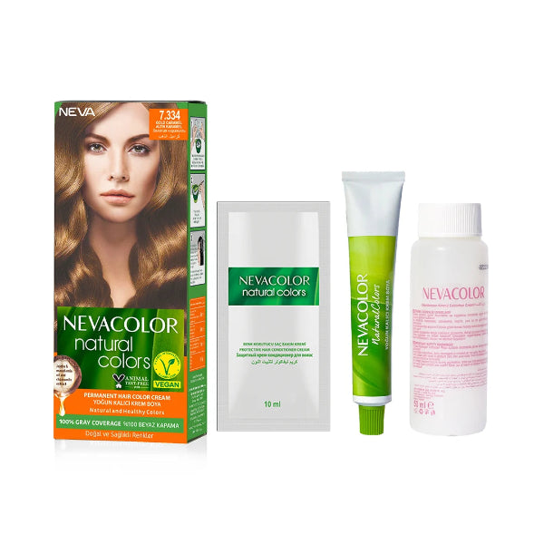 Nevacolor Natural  Hair Color Cream Set 7.334 - Golden Caramel 50 ml
