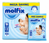 Molfix Baby Diaper Mega Saving Mini Size 2 (3-6kg) – 100 Pcs