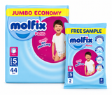 Molfix Baby Pants Jumbo Economy Junior Size 5 (12-17kg) – 44 Pcs