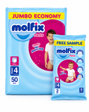 Molfix Baby Pants Jumbo Economy Maxi Size 4 (9-14kg) – 50 Pcs