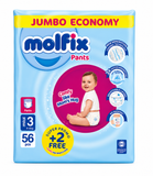 Molfix Baby Pants Jumbo Economy Midi Size 3 (6-11kg) – 56 Pcs