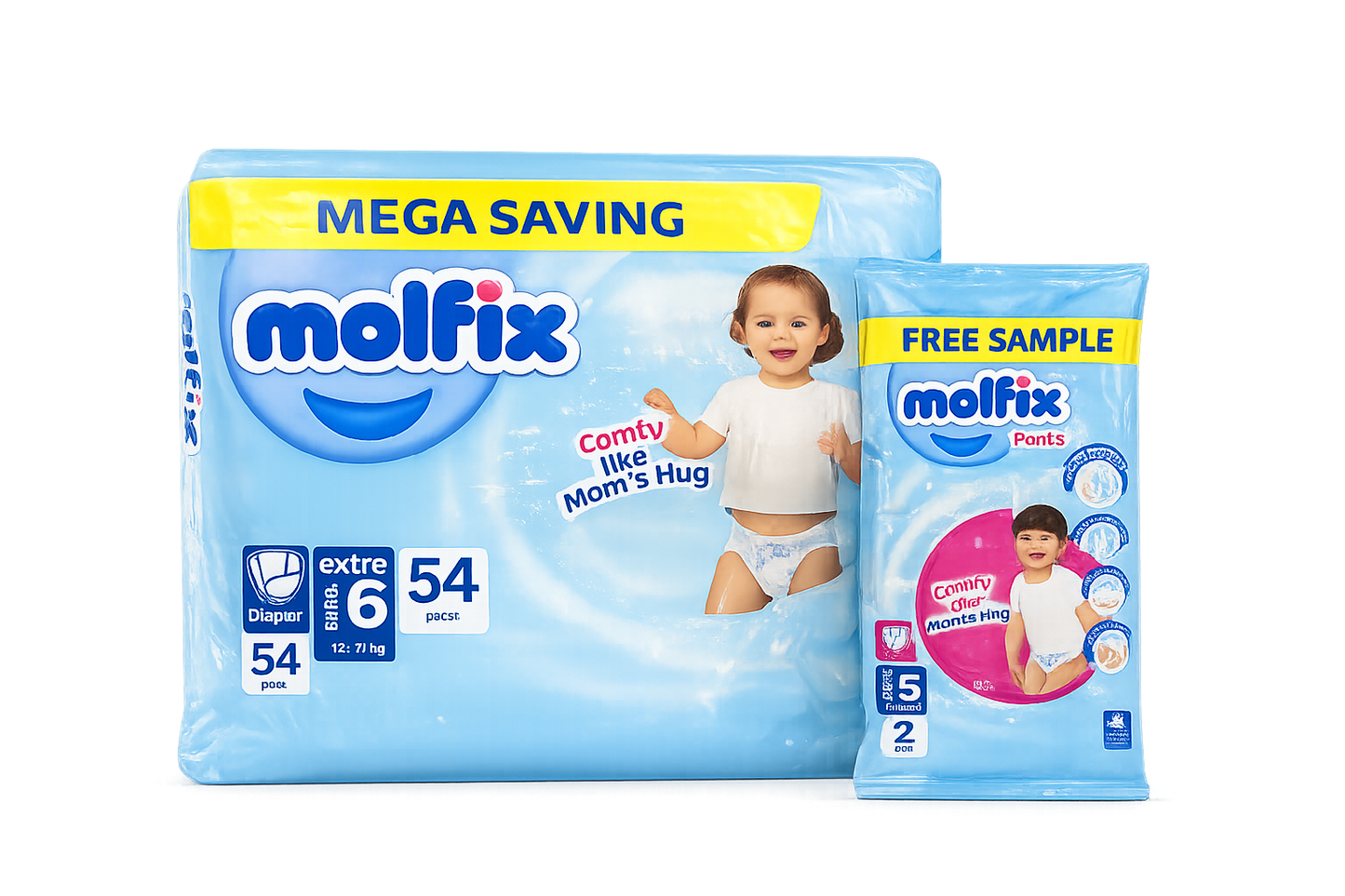 Molfix Baby Diaper Mega Saving Extra Large Size 6 (15kg+) – 54 Pcs