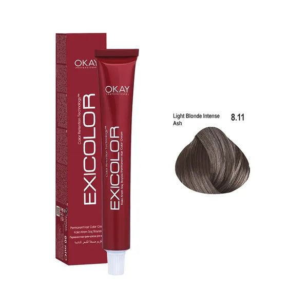 Exicolor Hair Color Cream 8.11 - Light Blonde Intense Ash 60ml