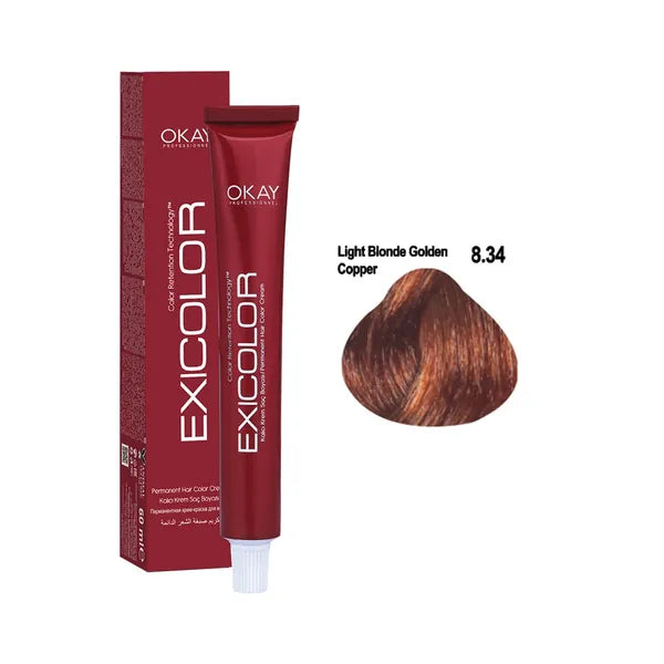 Exicolor Hair Color Cream 8.34 - Light Blonde Golden Copper 60ml