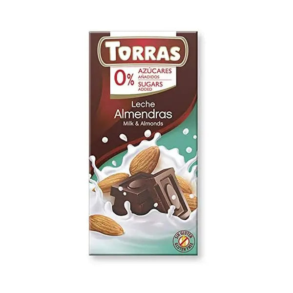 Torras Sugar Free Leche Milk Chocolate with Almonds 75g
