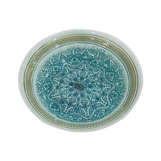 Deco Raga White Green Taupe Plate