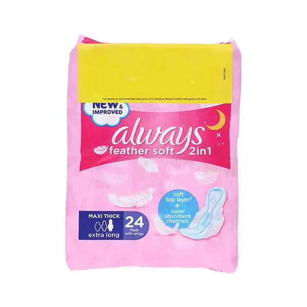 Always Feather Soft Maxi Thick Extra Long Pads 24