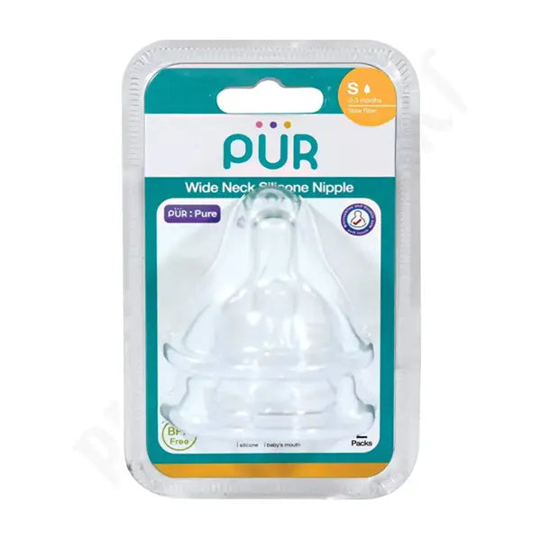 PUR 2 Medium flow wide neck silicone teat 3256