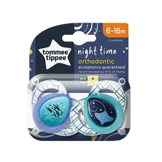 Tommee Tippee 2PK Night Time Soothers 6-18m