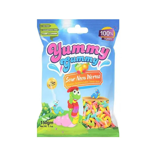 Yummy Gummy Sour Neon Worms 150gm