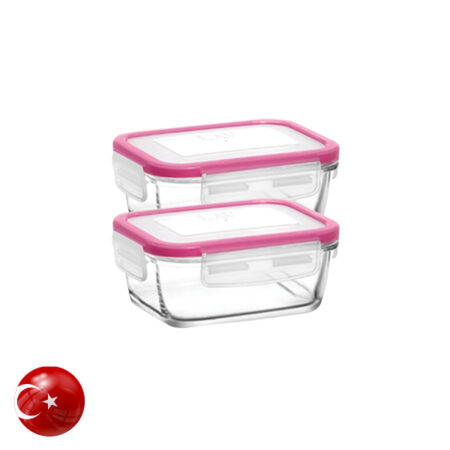 LAV Fresco 3-Piece Glass Food Storage Containers Set with Pink